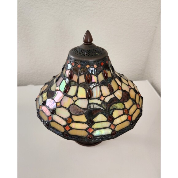 Vintage Tiffany Style Lamp Glass Jewel Wall Mount Light 13"X11.5" - Picture 2 of 10